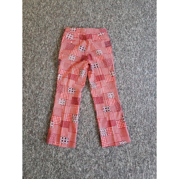 60s/70s Groovy‎ Red Plaid Slacks - Picture 2 of 4